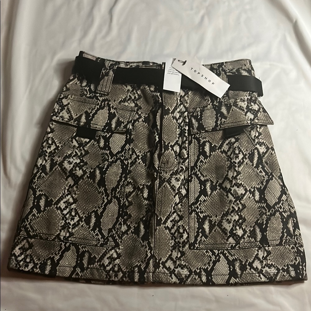 NWT TooShop Snake Skin Print Denim Skirt